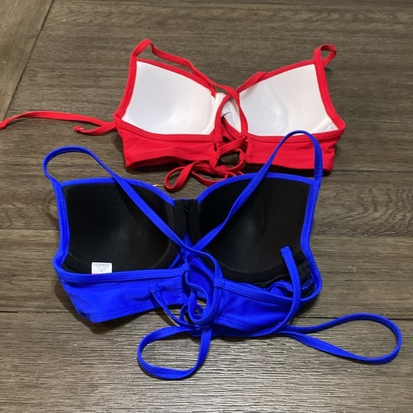 RELLECIGA Women's Push Up Bikini Twist Front Underwire top X2 | Small red/blue - Picture 7 of 11
